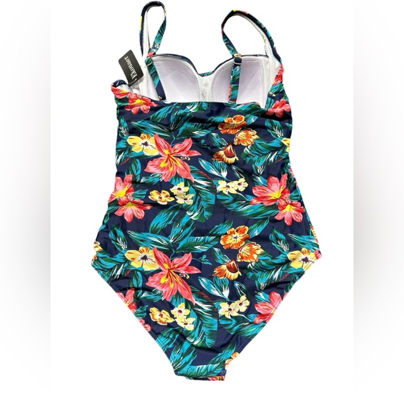 EKOUAER modest twist front shirred middle tummy control one piece swimsuit - Picture 6 of 9